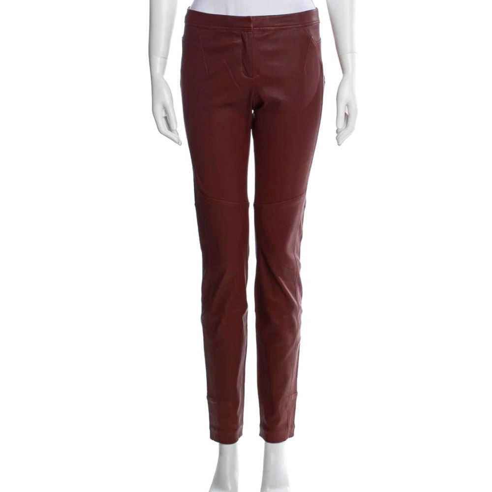 Diane Von Furstenburg maroon leather pants